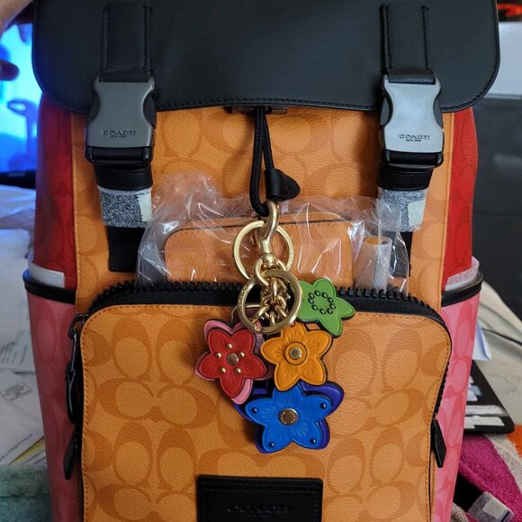 COPY - COACH LARGE MULTI-COLORED BACKPACK/ PURSE/ COACH CHARMS - Picture 1 of 8